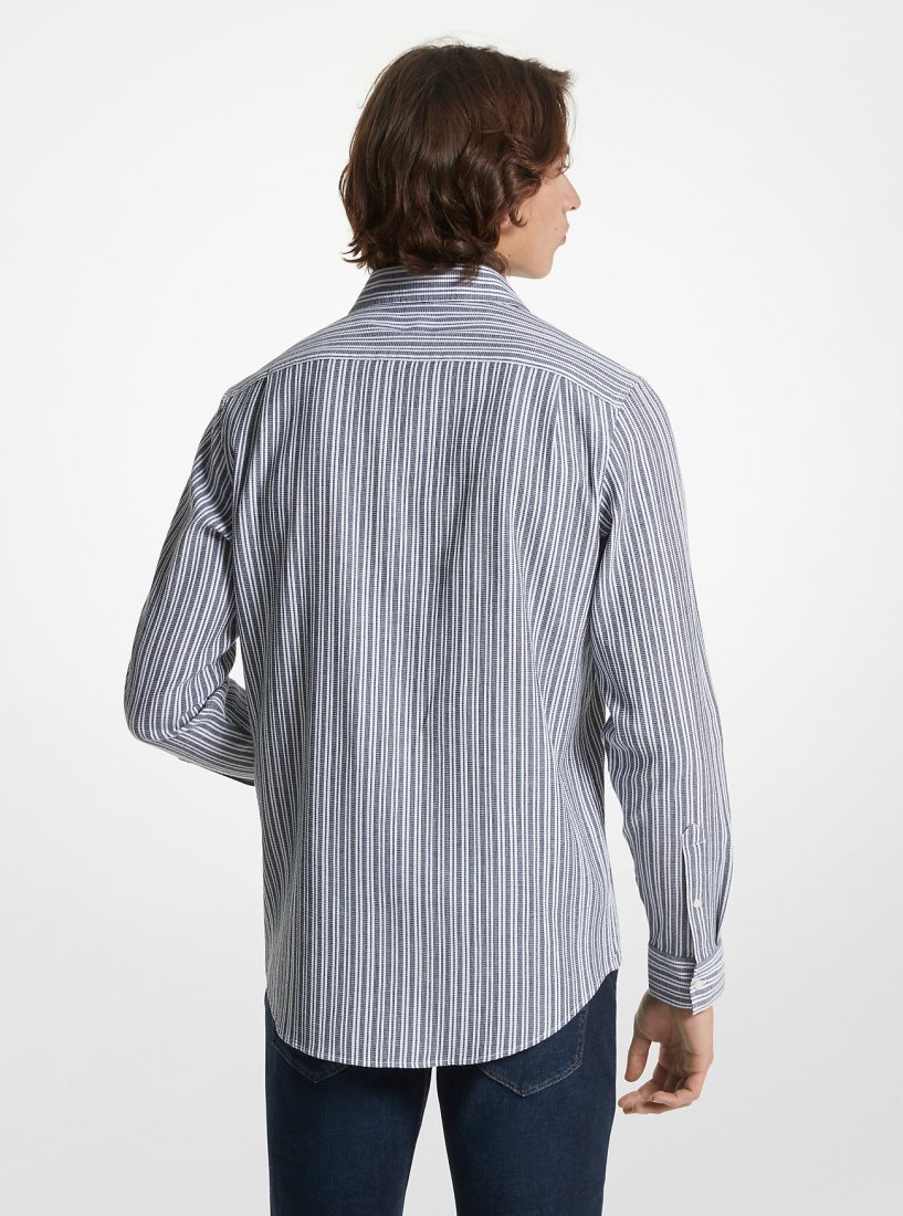 Chemises Michael Kors Stretch Cotton Striped Woven Shirt Homme Midnight | 9714ZFOIB