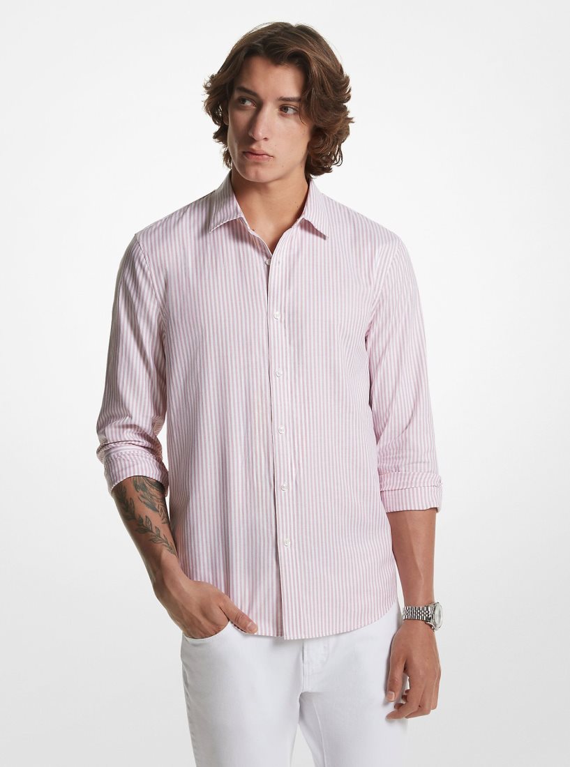 Chemises Michael Kors Striped Stretch Cotton Oxford Shirt Homme Rose | 1206XTRJH