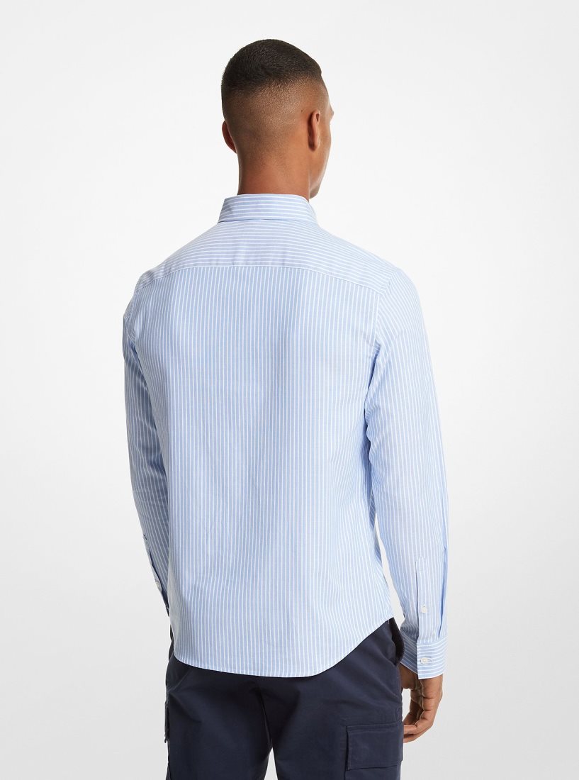 Chemises Michael Kors Striped Stretch Cotton Shirt Homme Bleu | 5803QSDPV