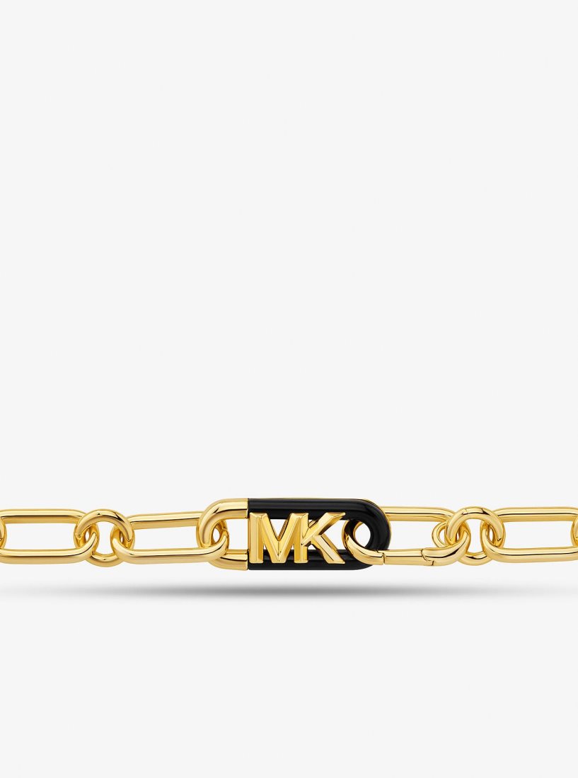 Colliers Michael Kors Precious Metal-Plated Brass and Acetate Empire Logo Chain Necklace Femme Doré | 9176UEOWR