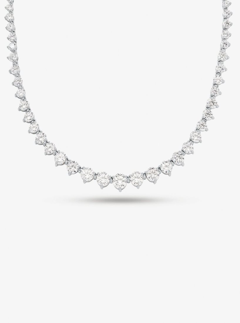 Colliers Michael Kors Precious Metal-Plated Sterling Silver Cubic Zirconia Necklace Femme Argent | 0983FHDOS