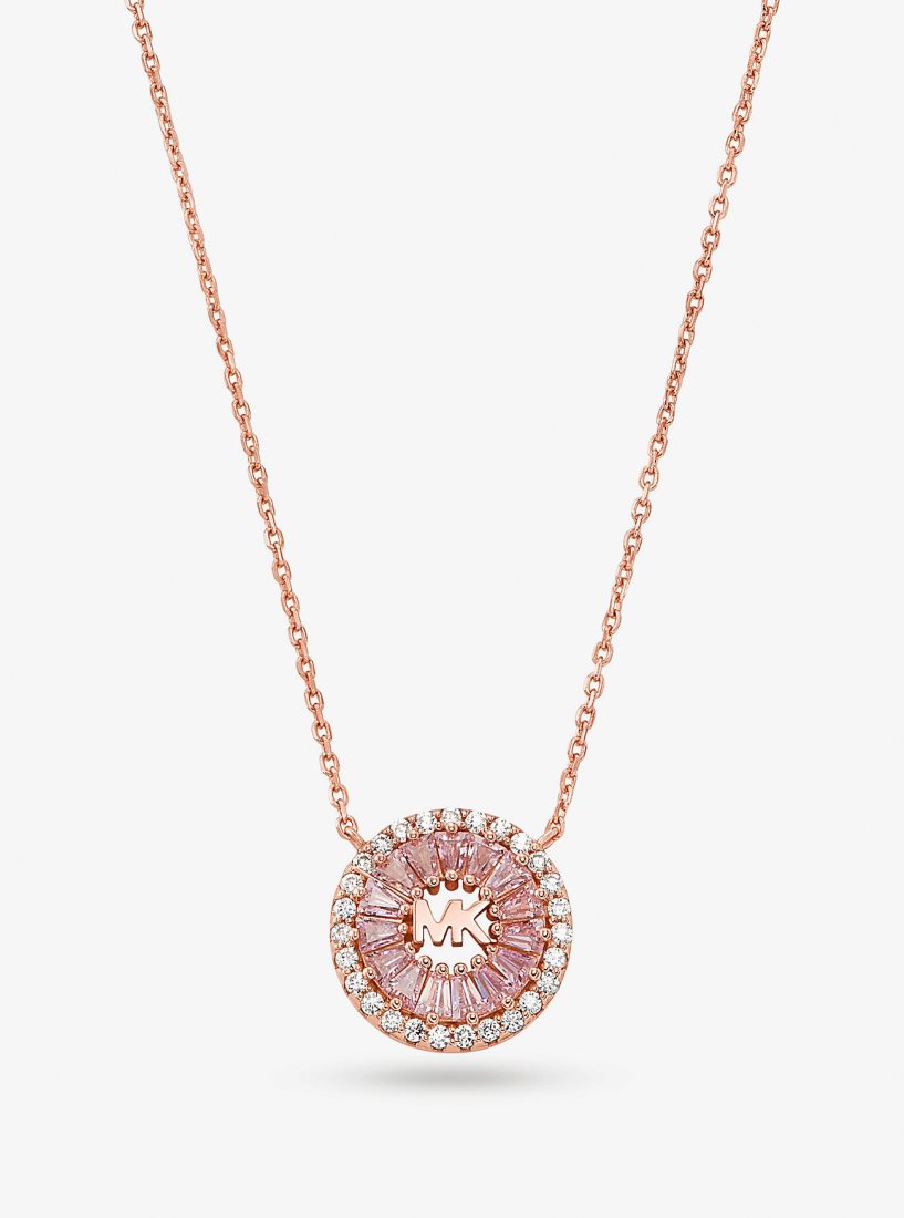 Colliers Michael Kors Precious Metal-Plated Sterling Silver Pave Halo Necklace Femme Rose Doré | 2046VXMHT