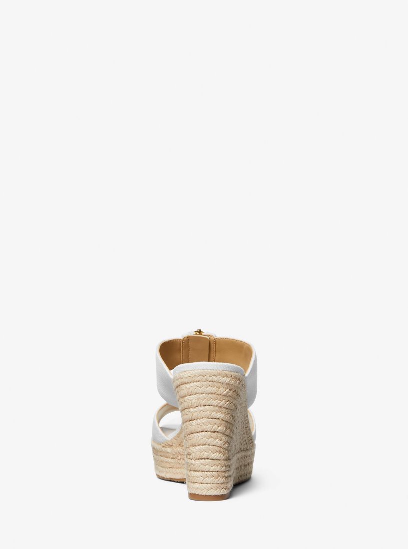 Compensées Michael Kors Bradley Linen Blend Canvas Wedge Sandal Femme Blanche | 7609ARBZH