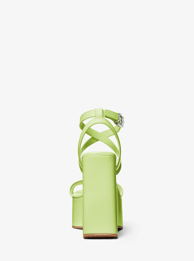 Compensées Michael Kors Paola Leather Wedge Sandal Femme Brt Limeade | 6153TKQRC