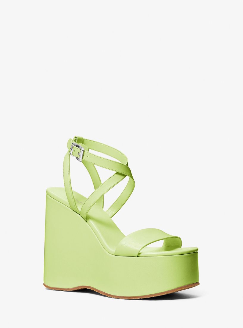 Compensées Michael Kors Paola Leather Wedge Sandal Femme Brt Limeade | 6153TKQRC