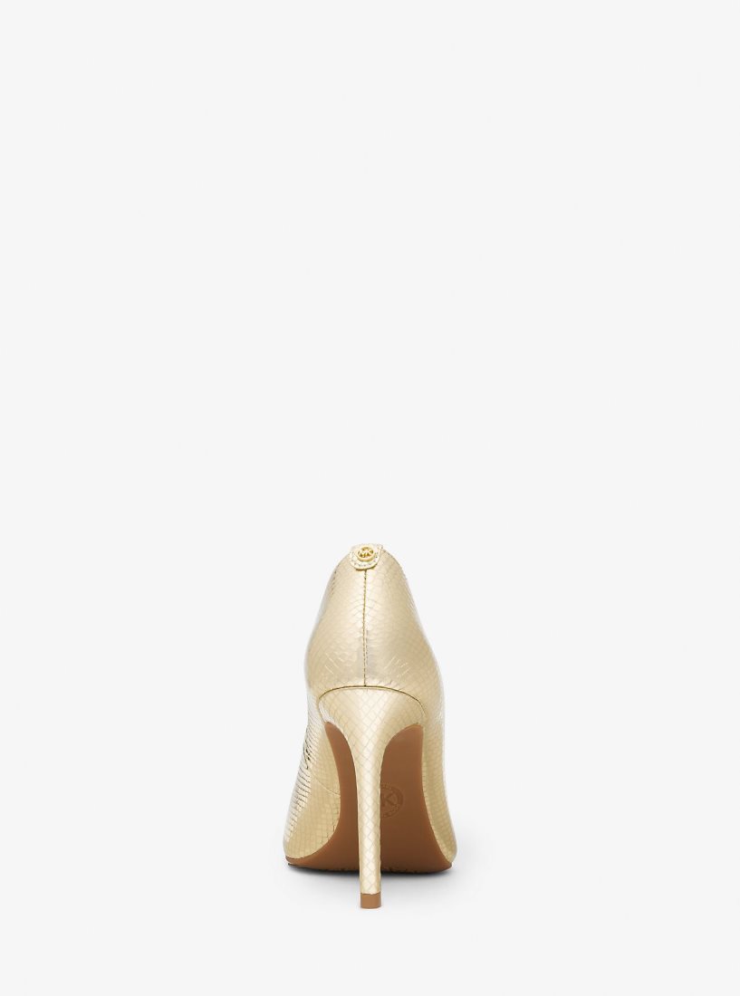 Escarpin Michael Kors Alina Flex Metallic Snake Embossed Leather Pump Femme Doré | 0416LWYDU
