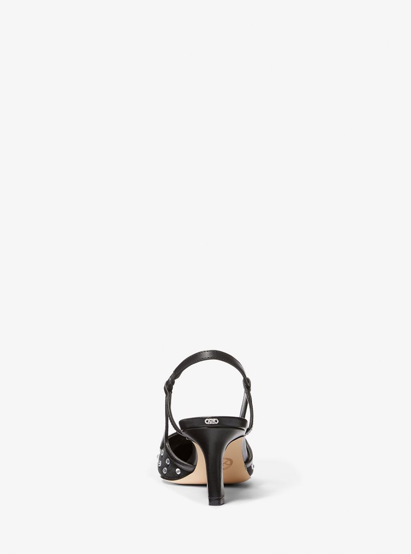 Escarpin Michael Kors Alora Crystal Embellished Mesh Slingback Pump Femme Noir | 9074AGEVR