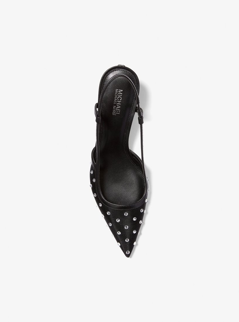 Escarpin Michael Kors Alora Crystal Embellished Mesh Slingback Pump Femme Noir | 9074AGEVR
