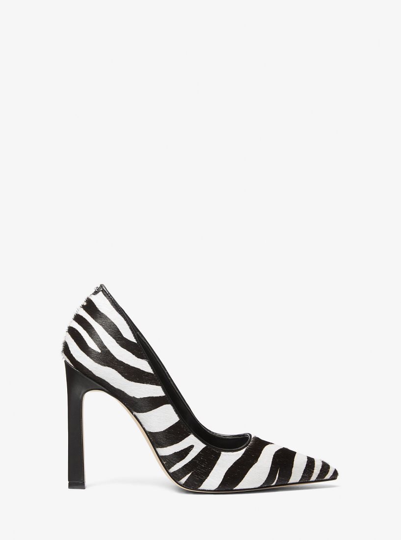 Escarpin Michael Kors Amara Zebra Print Calf Hair Pump Femme Noir | 5792EHWTR