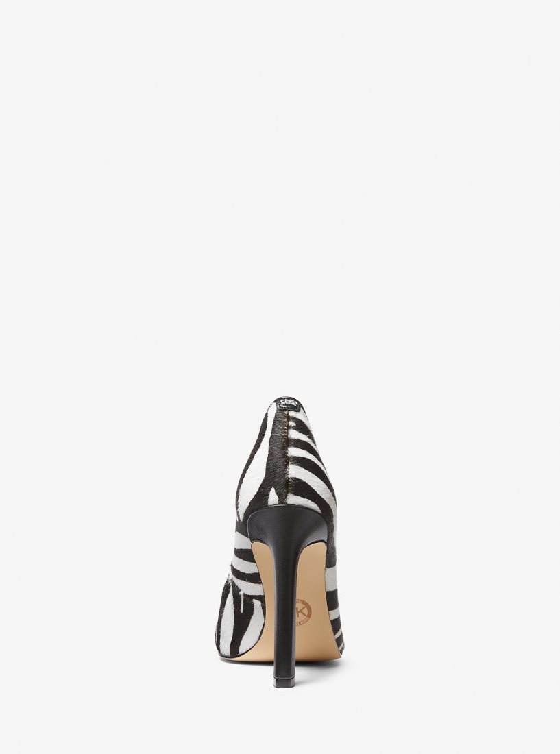 Escarpin Michael Kors Amara Zebra Print Calf Hair Pump Femme Noir | 5792EHWTR
