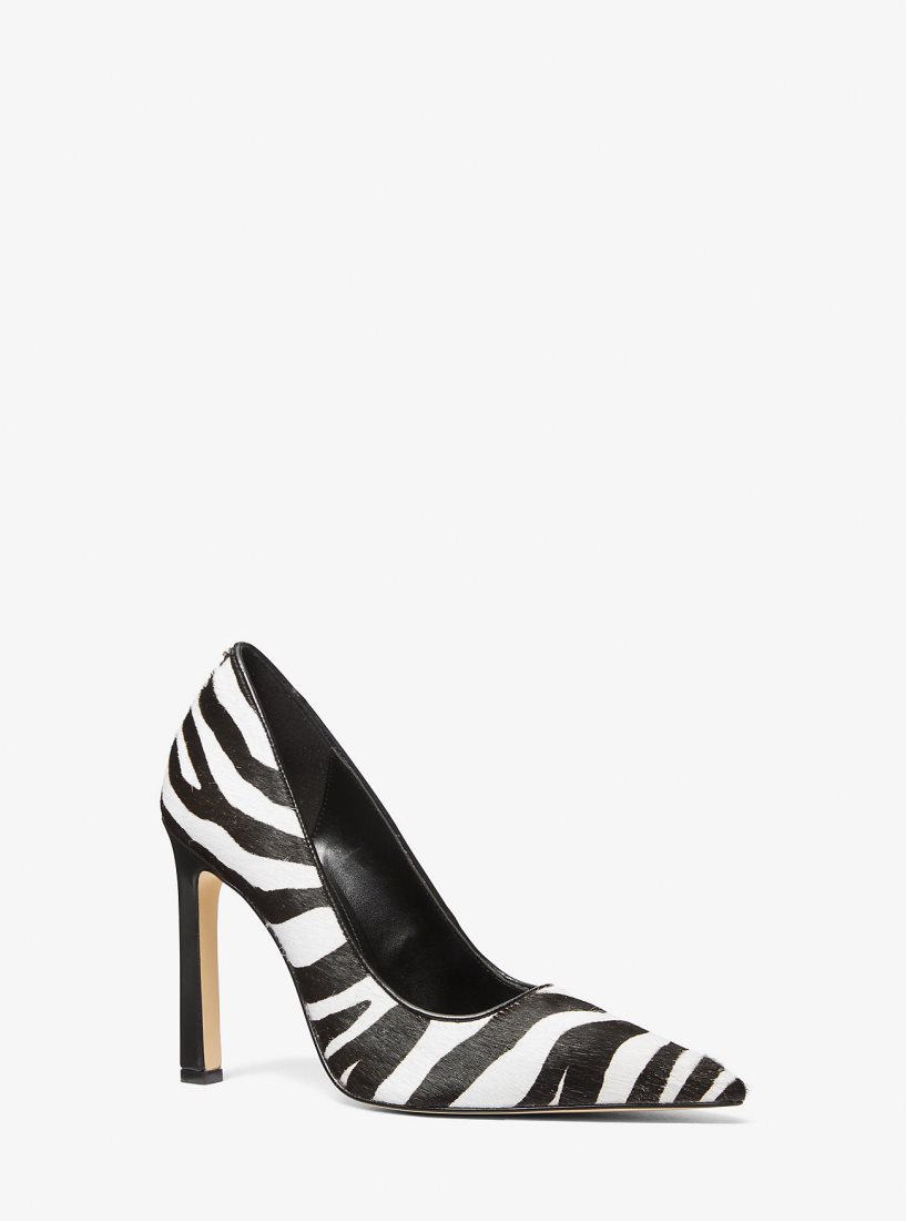 Escarpin Michael Kors Amara Zebra Print Calf Hair Pump Femme Noir | 5792EHWTR