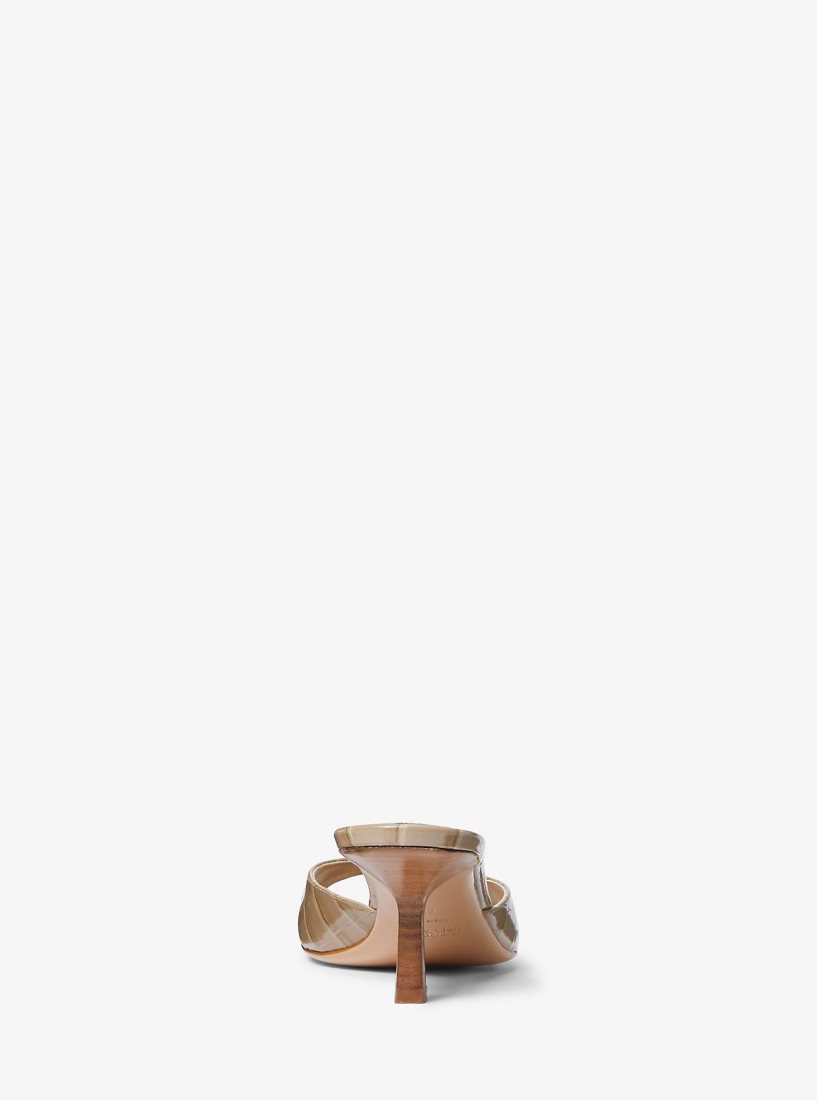 Escarpin Michael Kors Anita Crocodile Embossed Leather Sandal Femme Marron | 2870ISQMD