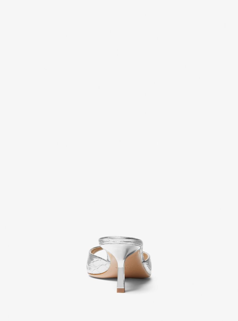 Escarpin Michael Kors Anita Metallic Crocodile Embossed Leather Sandal Femme Argent | 6812CXDRE