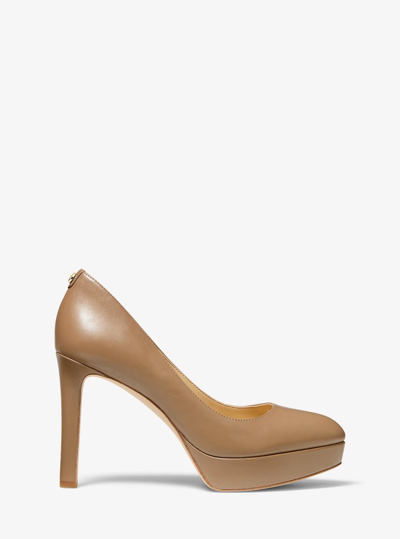 Escarpin Michael Kors Chantal Leather Platform Pump Femme Cashew | 0726SJWAV