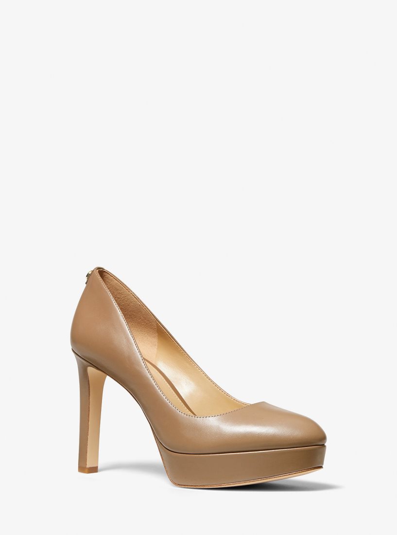 Escarpin Michael Kors Chantal Leather Platform Pump Femme Cashew | 0726SJWAV