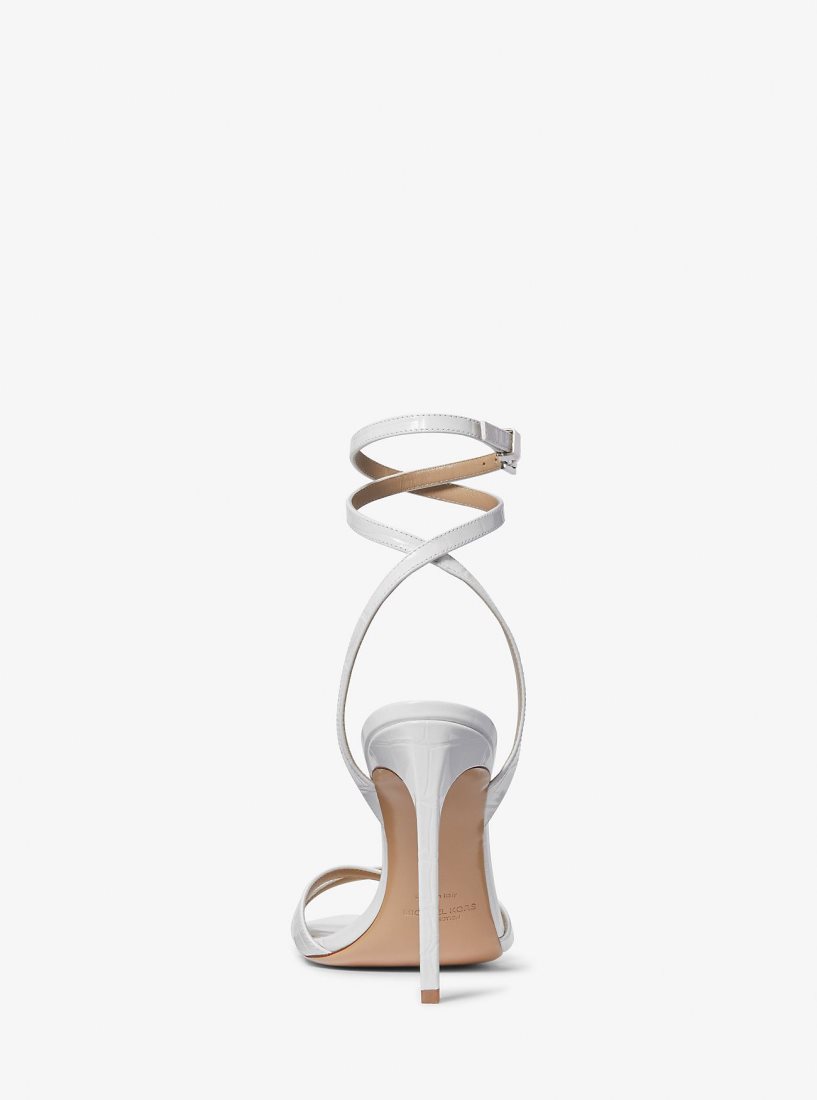 Escarpin Michael Kors Chrissy Crocodile Embossed Leather Sandal Femme Blanche | 2547BCTOY
