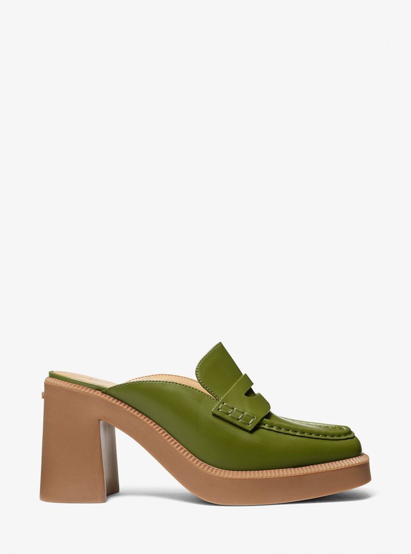 Escarpin Michael Kors Eden Leather Platform Mule Femme Vert Olive | 3921TCUHS