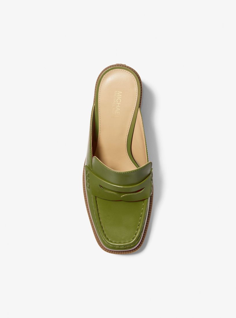 Escarpin Michael Kors Eden Leather Platform Mule Femme Vert Olive | 3921TCUHS