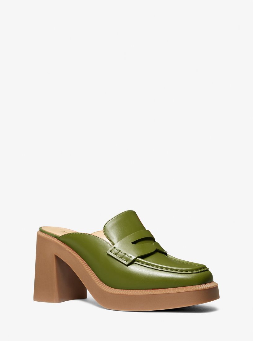 Escarpin Michael Kors Eden Leather Platform Mule Femme Vert Olive | 3921TCUHS