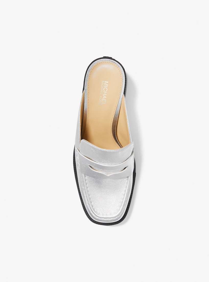 Escarpin Michael Kors Eden Metallic Leather Platform Mule Femme Argent | 1698ZLOGT