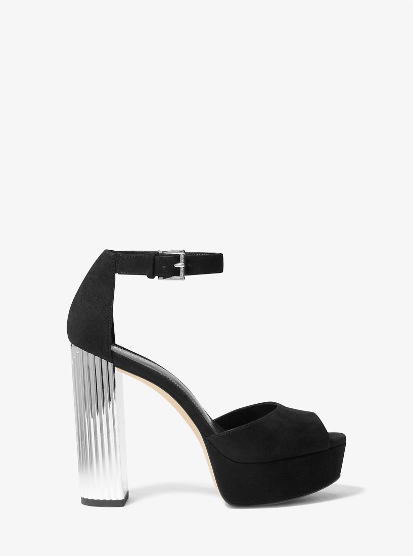 Escarpin Michael Kors Porter Suede Platform Peep-Toe Pump Femme Noir | 6897WKCBL