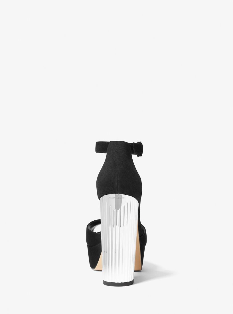 Escarpin Michael Kors Porter Suede Platform Peep-Toe Pump Femme Noir | 6897WKCBL
