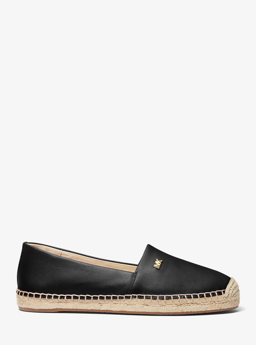 Espadrillas Michael Kors Kendrick Leather Slip-On Espadrille Femme Noir | 3572YFWSL