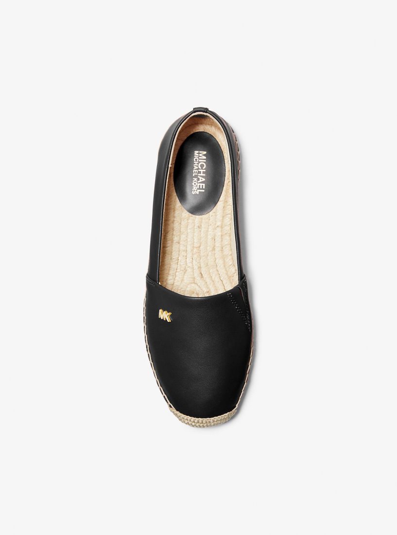 Espadrillas Michael Kors Kendrick Leather Slip-On Espadrille Femme Noir | 3572YFWSL