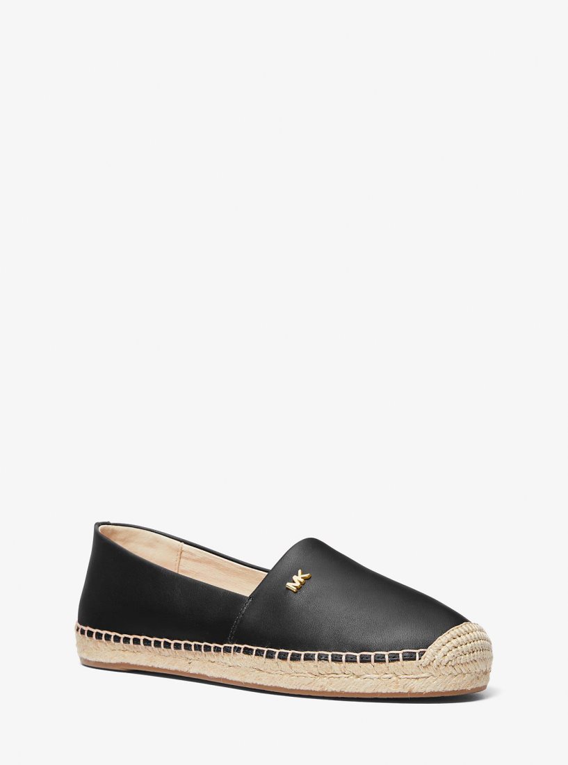 Espadrillas Michael Kors Kendrick Leather Slip-On Espadrille Femme Noir | 3572YFWSL