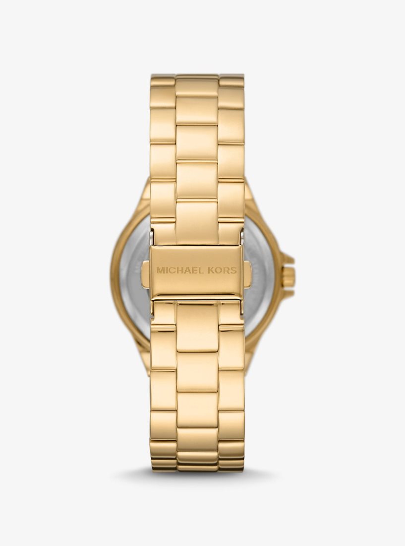 Gold-tone Michael Kors Lennox Pave Logo Gold-Tone Logo Watch Femme Doré | 8079XZVSK