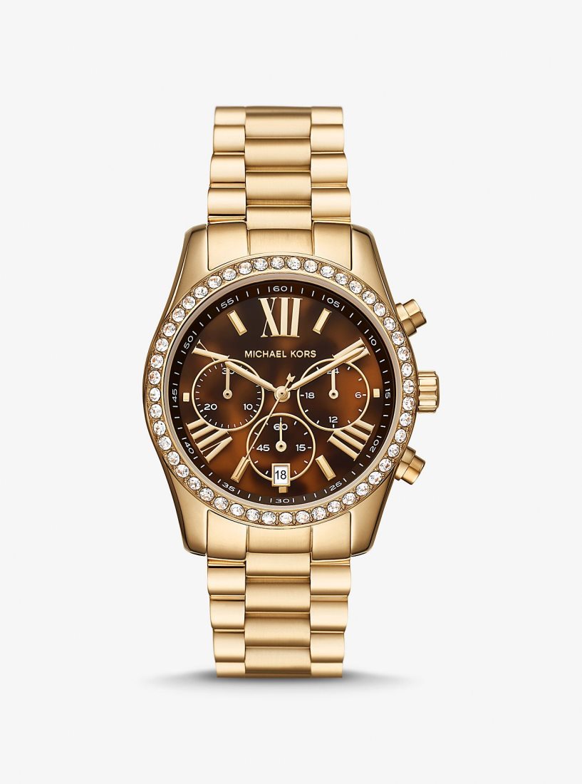 Gold-tone Michael Kors Lexington Pave Gold-Tone Watch Femme Doré | 6058QGLNK