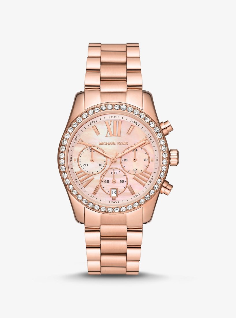 Gold-tone Michael Kors Lexington Pave Rose Gold-Tone Watch Femme Rose Doré | 4951FZHPU