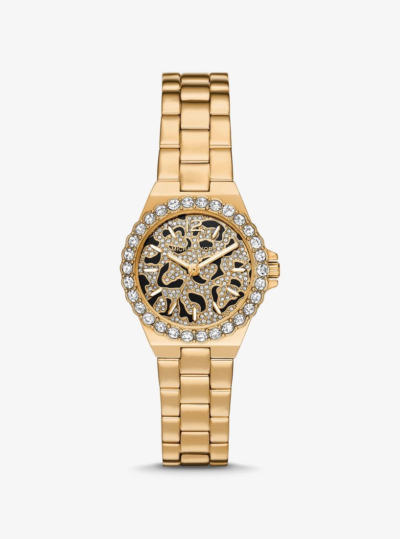 Gold-tone Michael Kors Mini Lennox Animal Pave Gold-Tone Watch Femme Doré | 2497KFURO