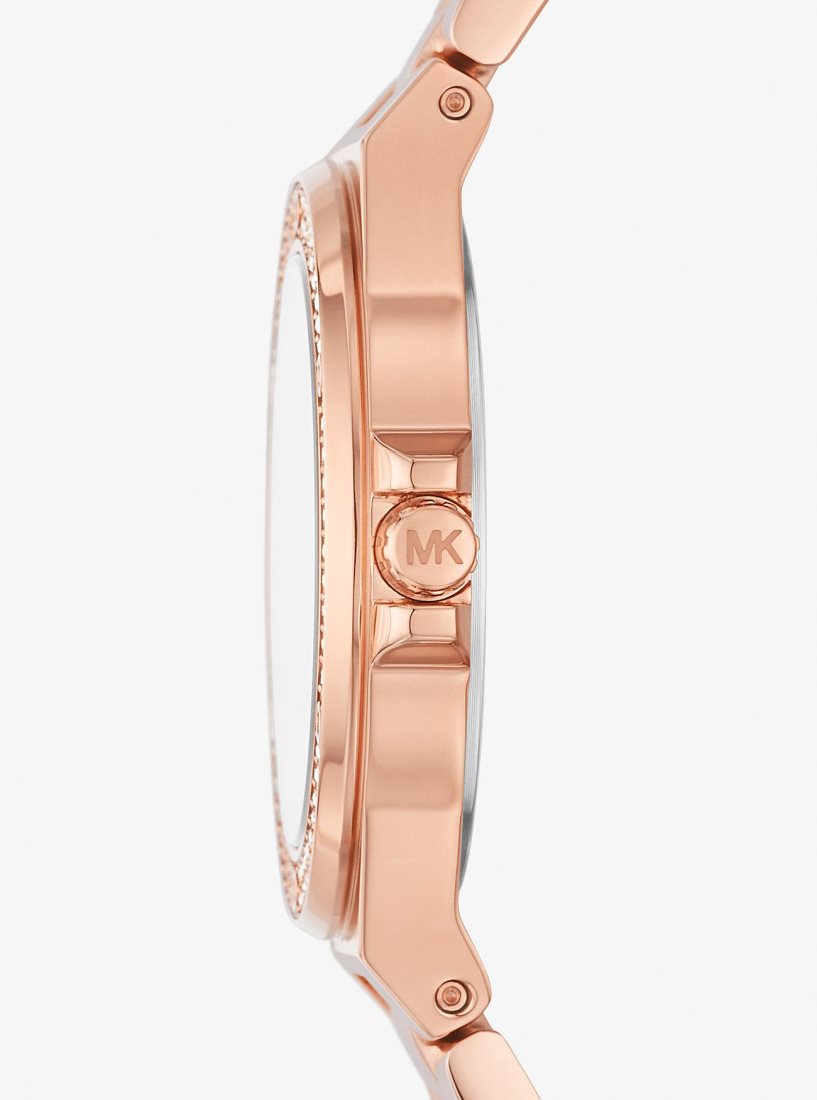 Gold-tone Michael Kors Mini Lennox Pave Rose Gold-Tone Watch Femme Rose Doré | 9286GTYRS