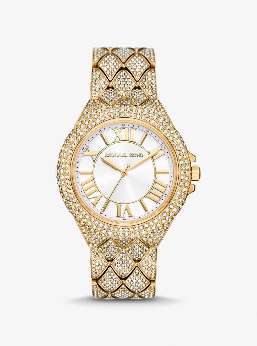 Gold-tone Michael Kors Oversized Camille Pave Gold-Tone Watch Femme Doré | 2864WYKQA