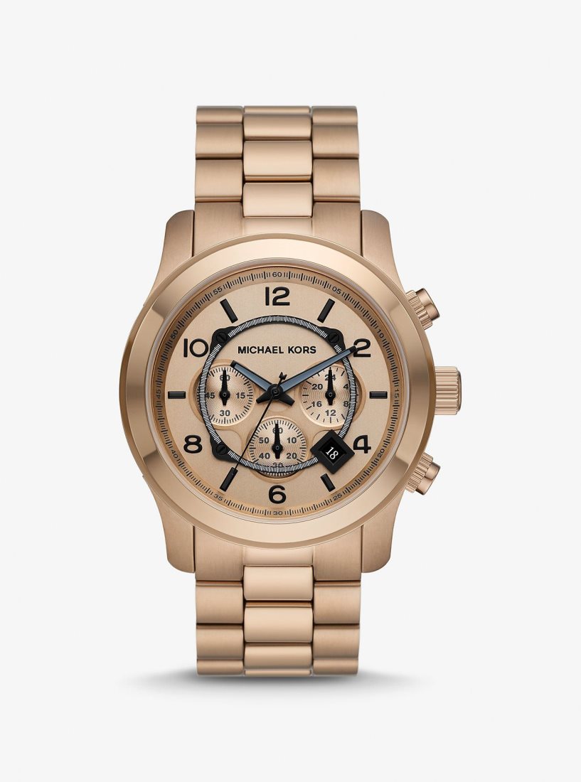 Gold-tone Michael Kors Oversized Runway Beige Gold-Tone Watch Homme Husk | 6215QGEAU