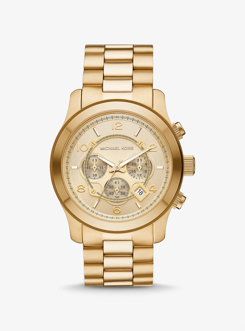 Gold-tone Michael Kors Oversized Runway Gold-Tone Watch Homme Doré | 2450CWYEB