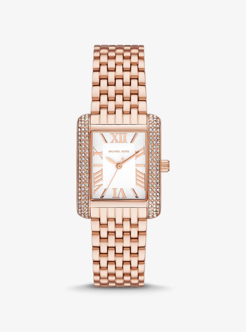 Gold-tone Michael Kors Petite Emery Pave Rose Gold-Tone Watch Femme Rose Doré | 2465CYKLV