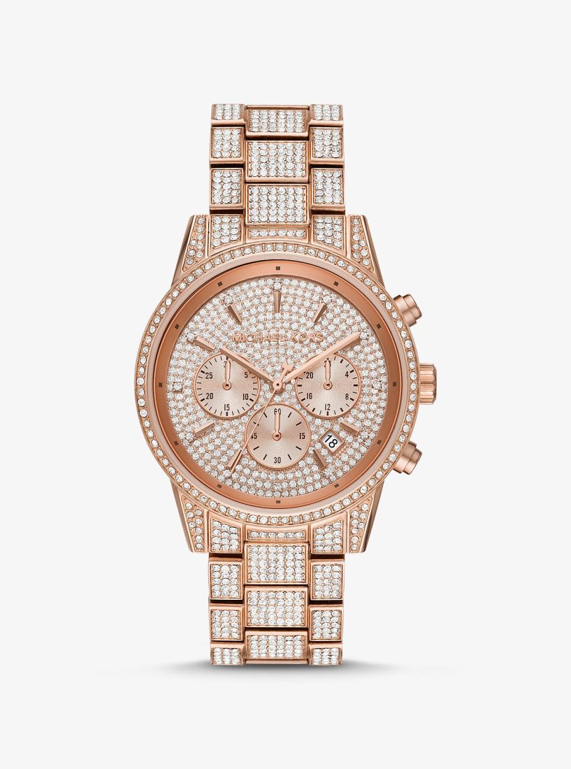 Gold-tone Michael Kors Ritz Pave Rose Gold-Tone Watch Femme Rose Doré | 1973VQKBT