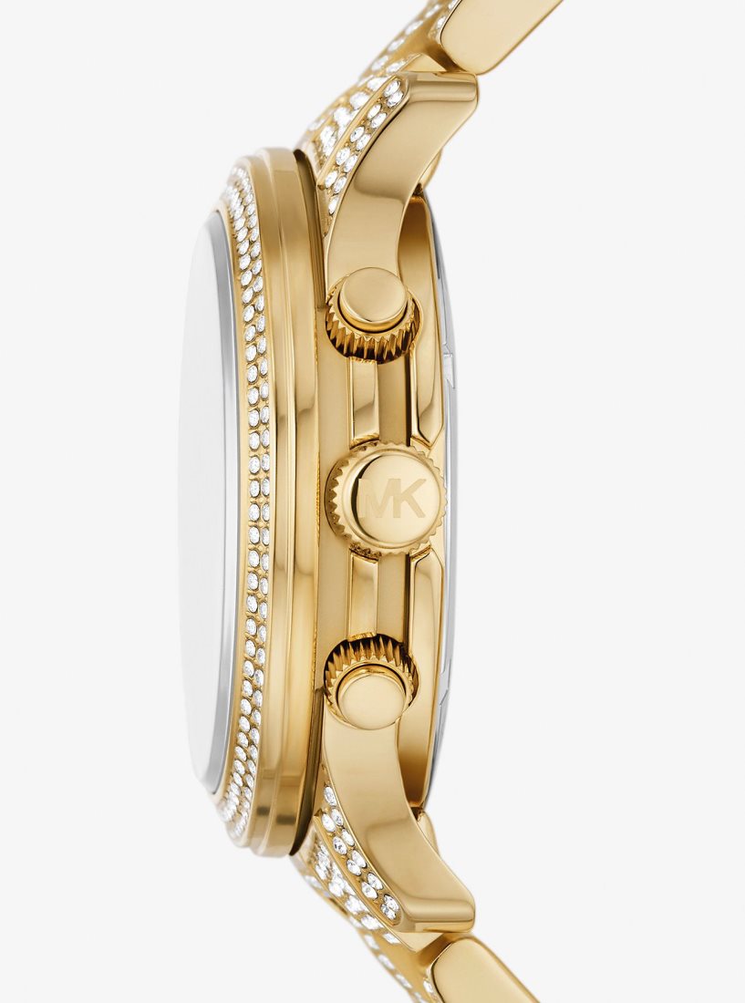 Gold-tone Michael Kors Runway Pave Gold-Tone Watch Femme Doré | 5481HJCZE