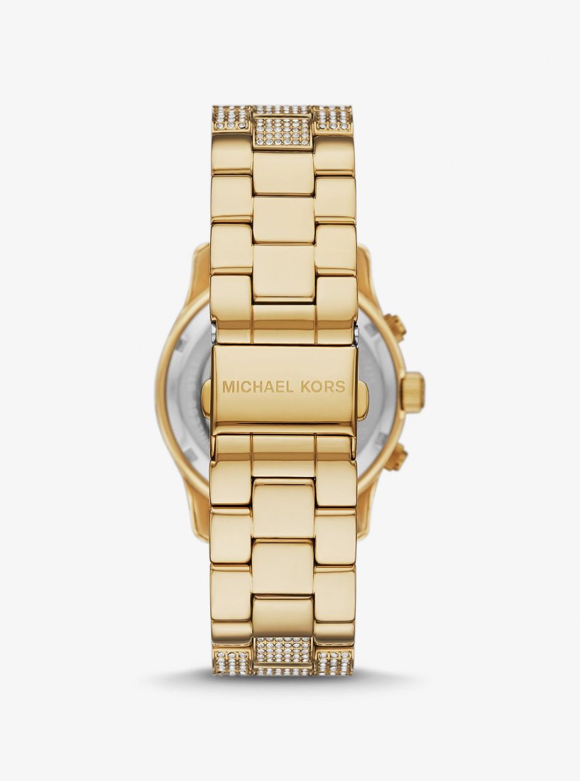 Gold-tone Michael Kors Runway Pave Gold-Tone Watch Femme Doré | 5481HJCZE