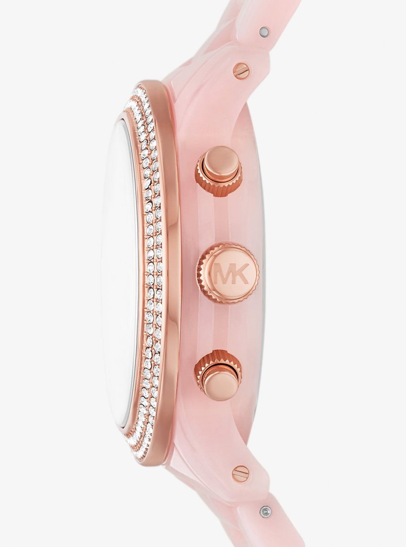 Gold-tone Michael Kors Runway Pave Rose Gold-Tone and Blush Acetate Watch Femme Rose | 7382PFXQO