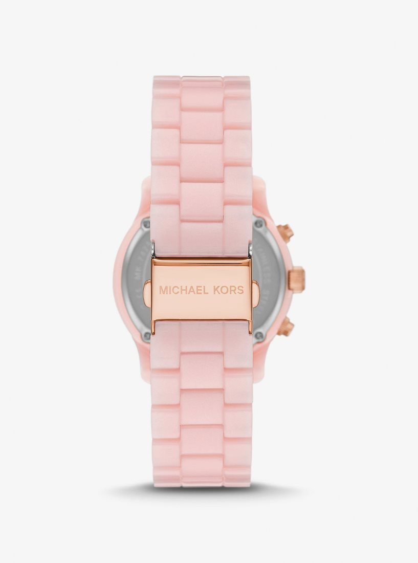 Gold-tone Michael Kors Runway Pave Rose Gold-Tone and Blush Acetate Watch Femme Rose | 7382PFXQO