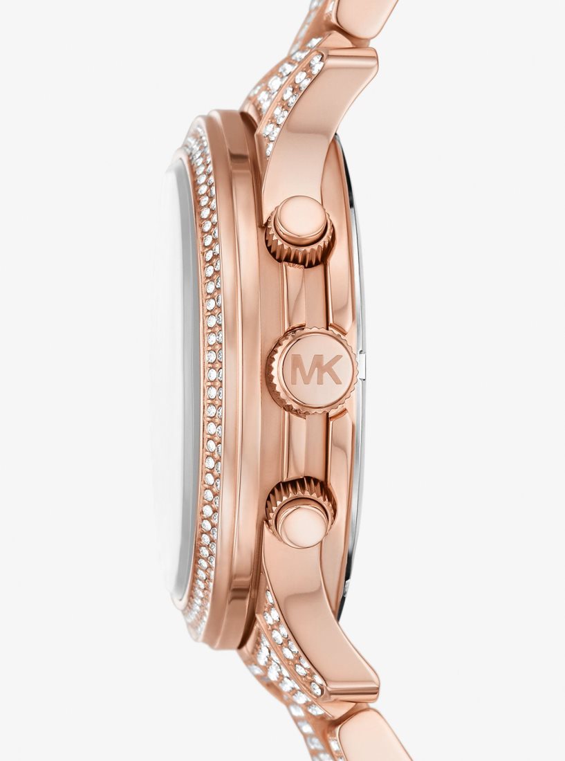 Gold-tone Michael Kors Runway Pave Rose Gold-Tone Watch Femme Rose Doré | 0679EJLSN