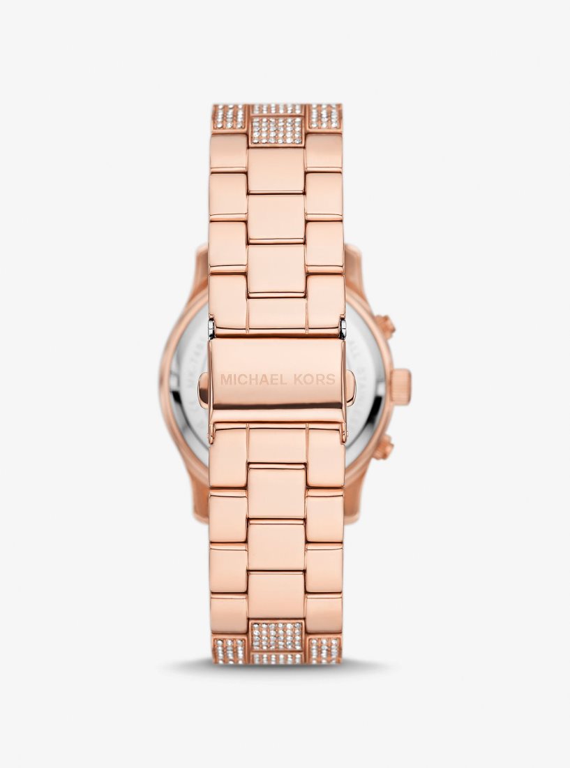 Gold-tone Michael Kors Runway Pave Rose Gold-Tone Watch Femme Rose Doré | 0679EJLSN