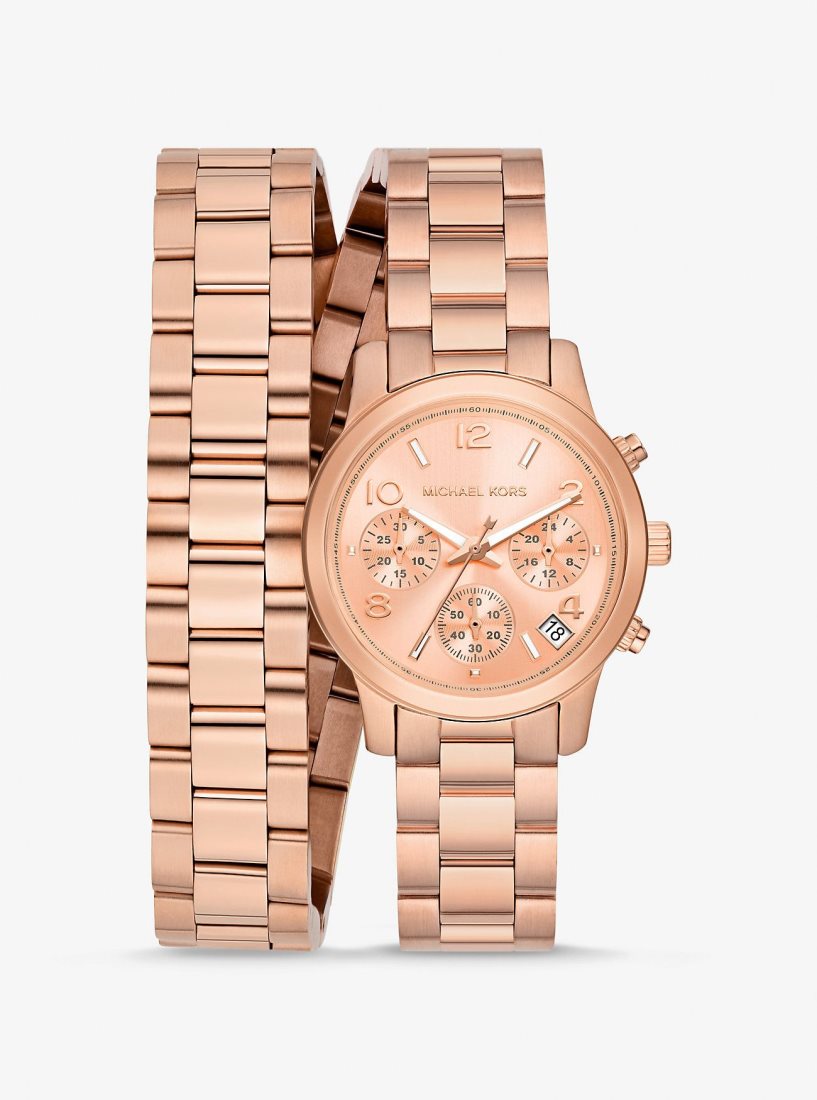 Gold-tone Michael Kors Runway Rose Gold-Tone Wrap Watch Femme Rose Doré | 0932KRMNP