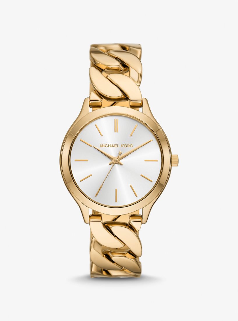 Gold-tone Michael Kors Slim Runway Gold-Tone Curb-Link Watch Femme Doré | 1562NFGWT
