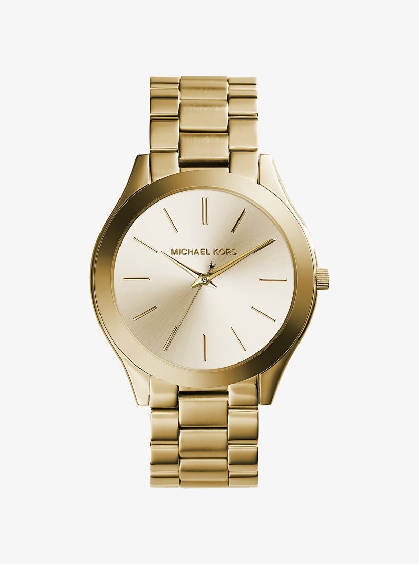 Gold-tone Michael Kors Slim Runway Gold-Tone Stainless Steel Watch Femme Doré | 3185IDCPX