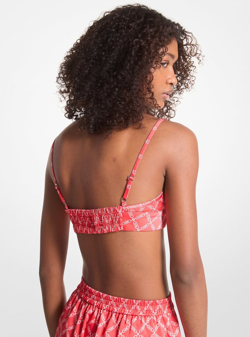 Hauts Michael Kors Empire Logo Print Satin Bra Top Femme Corail | 1967RAVOI