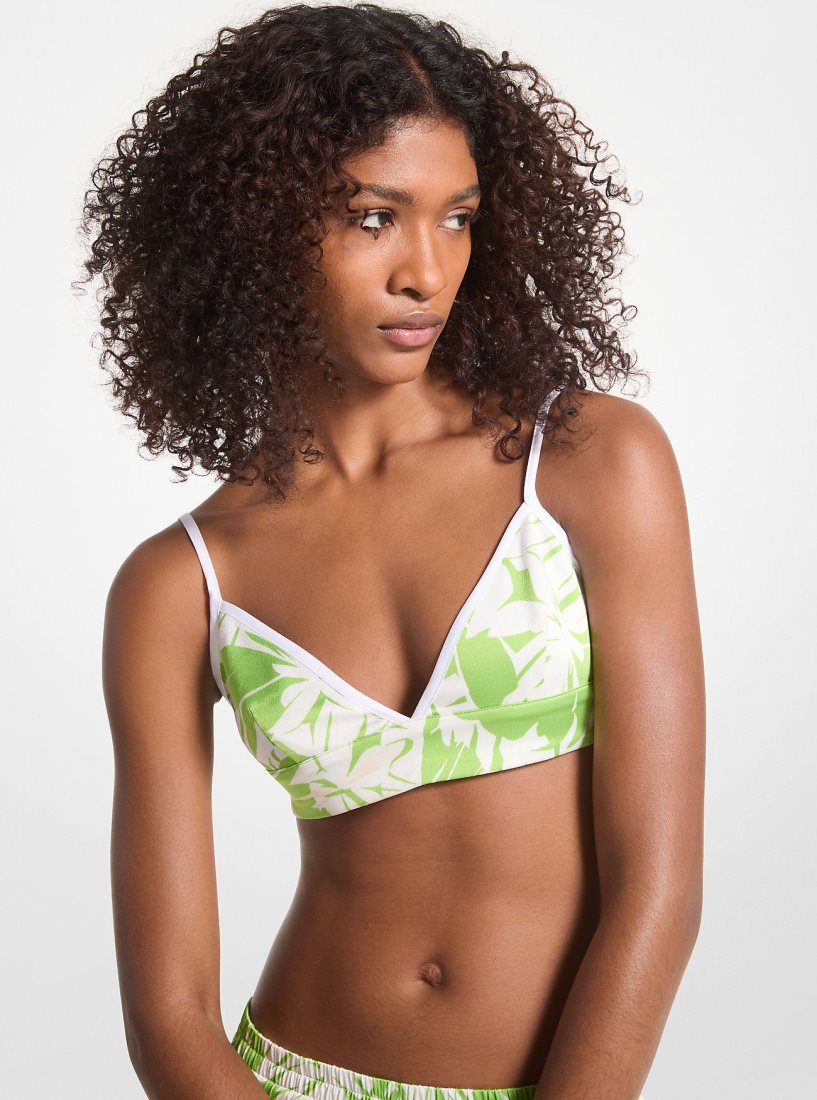 Hauts Michael Kors Palm Print Satin Bra Top Femme Vert | 0748KYBOR